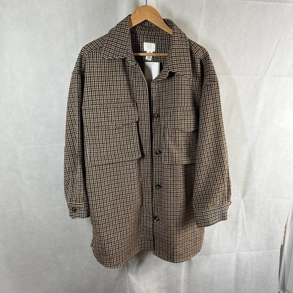 H&M Oversized Wool Blend Twill Shacket Size Large - Picture 7 of 14